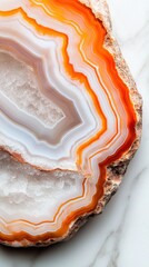Poster - Elegant macro shot of polished agate stone with brown and white patterns natural environment artistic viewpoint
