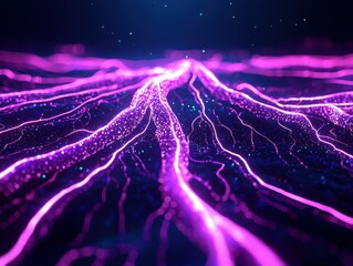 Poster - Illuminated bioengineered tissue cells laboratory setting macro scientific exploration -tech environment