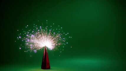 Poster - Vibrant party popper bursting with colorful sparks against green screen background, releasing festive energy and excitement for dynamic video composition