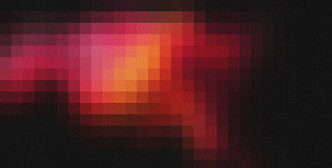 Aufkleber - Pixelated graphic design displaying textured red orange mosaic squares forming geometric digital pattern