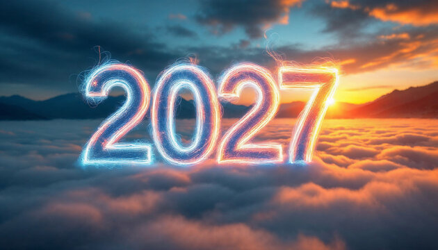 2025, 2026, 2027, 2028, 2029, 2030 date on fireworks background, new year card