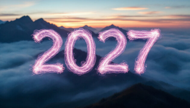 2025, 2026, 2027, 2028, 2029, 2030 date on fireworks background, new year card