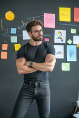 Poster - A creative marketing team planning a new advertising campaign with colorful charts,