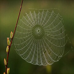 spider web with dew drops