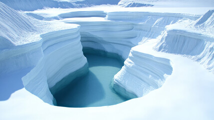 Aufkleber - The dramatic crevasses and ridges of a glacier, emphasizing its rugged beauty,