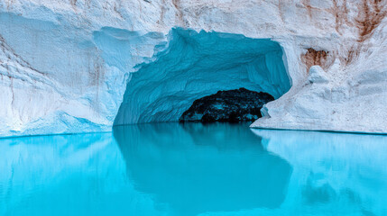 Aufkleber - The stunning contrast of blue ice against dark volcanic rock on a glacier,