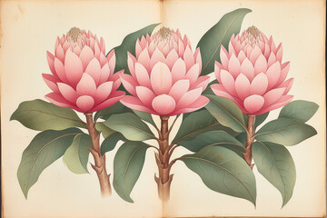 Aufkleber - The intricate illustrations in a vintage botanical book, highlighting the art,