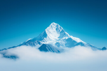 Poster - A breathtaking view of snow-capped alpine mountains under a clear blue sky,