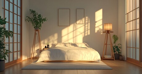 Wall Mural - interior of a hotel room with a lamp