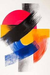 Aufkleber - An asymmetrical abstract painting with bold colors and dynamic shapes,