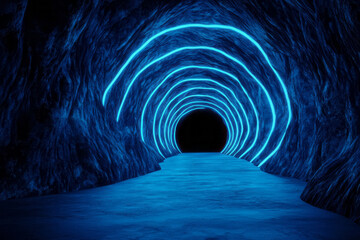 Poster - A tunnel with light at the end, creating a dramatic perspective effect,