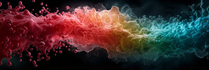 Poster - An artistic portrayal of a lifeline made of blood cells flowing through a vibrant, abstract background, representing the continuity of life through donation,