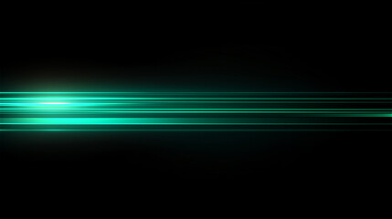 Wall Mural - green gradient abstract speed line on black background, horizontal straight line motion effect, vect
