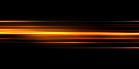 Wall Mural - yellow and orange gradient abstract speed line on black background, horizontal straight line motion 
