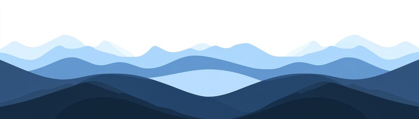Poster - Layered Blue Mountainscape Abstract Papercut Style, Landscape Illustration, Minimalist Design Abstract art, digital art