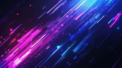 Wall Mural - Vibrant neon light streaks in motion on dark background