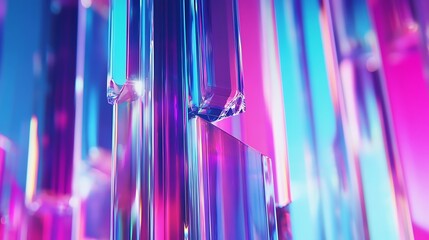 Poster - Abstract iridescent glass prisms reflecting vibrant colors