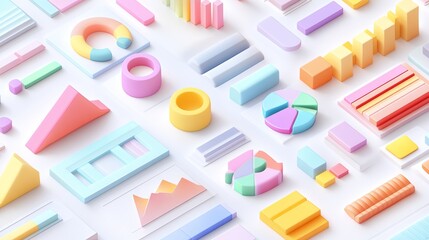 Poster - Abstract arrangement of colorful geometric shapes showcasing creativity and design in a modern layout. Generative AI