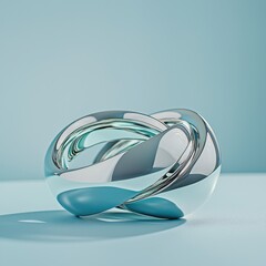 Poster - Elegant macro shot of polished metallic rings overlapping in perfect curves studio setting reflective design detail