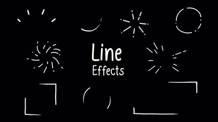 Set of line effects, pop and move around the frame, circle burst ray, radiant, round running lines, Hand-drawn animation on a transparent background, alpha channel