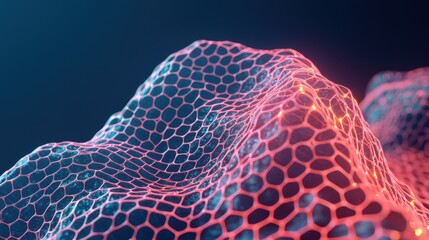 Poster - Glowing molecular design of a graphene patch scientific visualization modern technology abstract environment close-up view