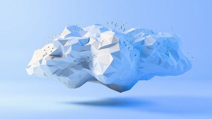 Aufkleber - Abstract Polygonal Cloud with Metallic Droplets on Blue Background