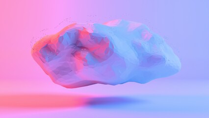 Aufkleber - Abstract Polygonal Cloud with Metallic Droplets on Blue Background