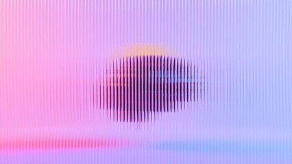 Aufkleber - Blurred Abstract Brain Behind Transparent Wave Panel with Neon Lighting..