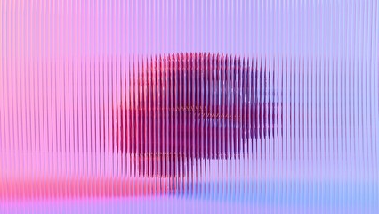 Aufkleber - Blurred Abstract Brain Behind Transparent Wave Panel with Neon Lighting..