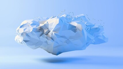 Aufkleber - Abstract Polygonal Cloud with Metallic Droplets on Blue Background