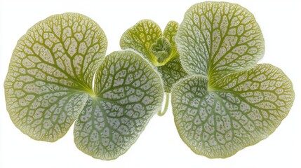 Wall Mural - Close-up of Unique Green Leaves with Intricate Veins and Texture