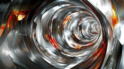 Fototapete - Swirling metallic tunnel with vibrant colors creating a dynamic visual effect. Generative AI