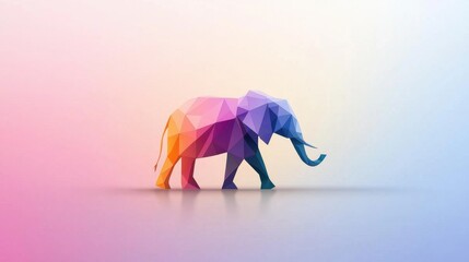 Aufkleber - Minimalist abstract elephant silhouette made of geometric shapes and soft pastel colors, contemporary and stylish design