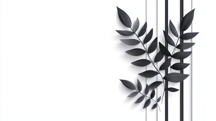 Aufkleber - Minimalist abstract fern illustration with bold monochrome lines and geometric shapes, creating a modern and stylish composition