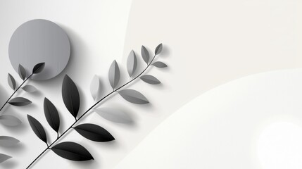 Aufkleber - Minimalist abstract fern illustration with bold monochrome lines and geometric shapes, creating a modern and stylish composition
