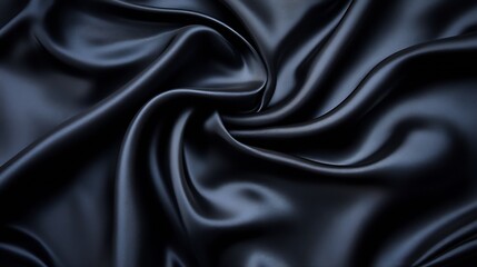 Aufkleber - Elegant Black Satin Fabric with Luxurious Draping for Fashion and Decor : Generative AI