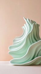 Poster - Elegant minimal medical design with light green waves modern studio sculpture clean aesthetic