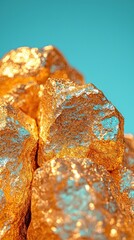 Poster - Macro view of shimmering gold nugget textures natural shapes earthy and luxurious mood bright environment