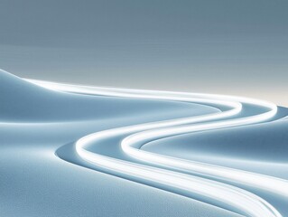 Poster - Sleek light trails forming circular shapes gradient gray background modern abstract art minimalist design clean aesthetics