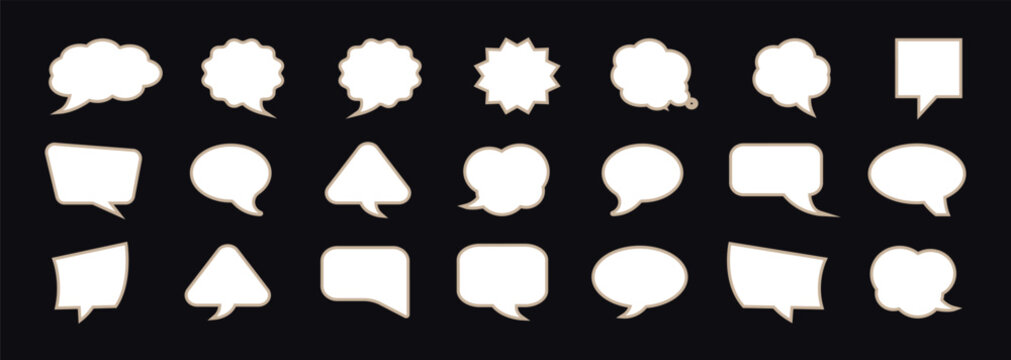 Speech Bubble Icons Set. Speech & Thought Bubble Geometric Shape Set — Color Asset Pack