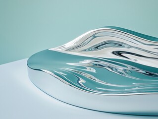 Poster - Futuristic silver surface reflection minimalistic design modern aesthetic clean environment macro view concept