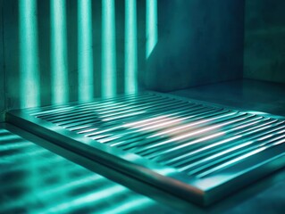 Poster - Futuristic abstract reflections on mirrored metal surface artistic mood interior environment macro view