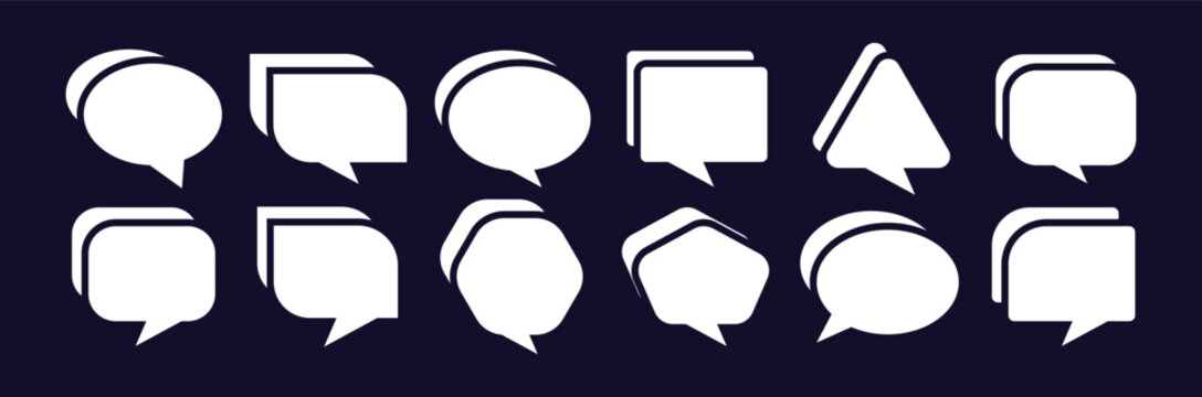Speech Bubble Icons Set. Speech & Thought Bubble Geometric Shape Set — Color Asset Pack