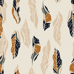 Wall Mural - Seamless pattern with abstract leaves. Botanical background. Vector tile for textile design, wrapping paper, decoration, web, social media