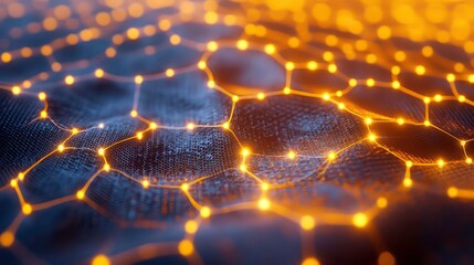 Poster - A high-tech honeycomb pattern with glowing accents on a matte background.