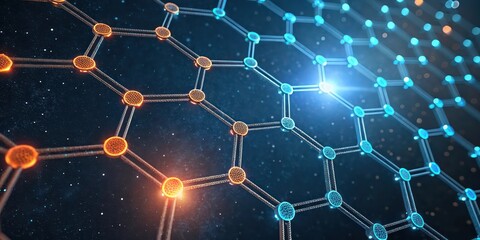 Poster - Abstract Molecular Hexagon Structure Illustration Digital Science Art Wallpaper Background