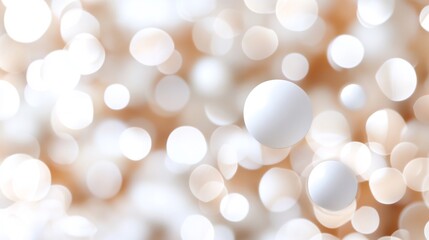 Poster - Soft white orbs floating in a dreamy, blurred golden background ambiance