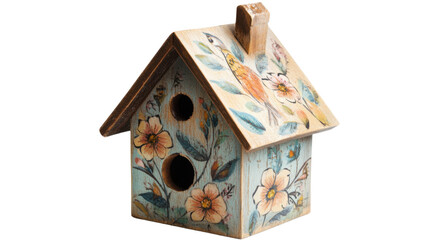 Bird wooden house on transparent background