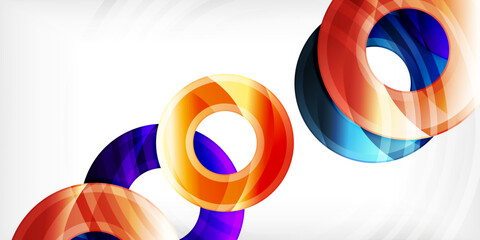 Poster - Bright colorful circles with light effects. Abstract background