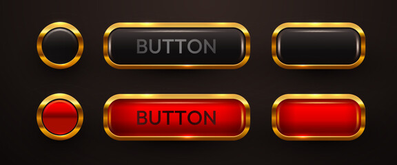 luxury Button set. Glossy gold buttons.